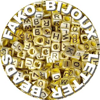 Fako Bijoux® - Letterkralen Vierkant - Letter Beads - Alfabet Kralen - Sieraden Maken - 500 Stuks - Goud