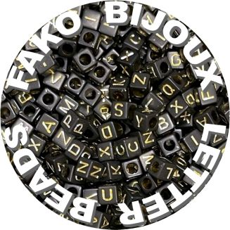 Fako Bijoux® - Letterkralen Vierkant - Letter Beads - Alfabet Kralen - Sieraden Maken - 500 Stuks - Zwart/Goud