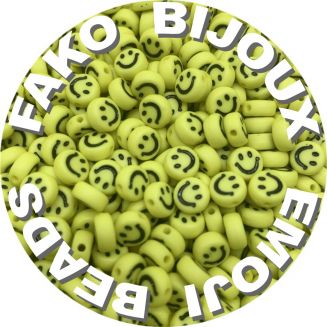 Fako Bijoux® - Emoji / Smiley Kralen - Acryl - 7mm - Sieraden Maken - 250 Stuks - Geel