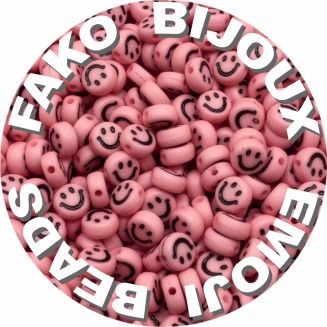 Fako Bijoux® - Emoji / Smiley Kralen - Acryl - 7mm - Sieraden Maken - 250 Stuks - Roze