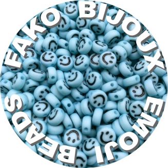 Fako Bijoux® - Emoji / Smiley Kralen - Acryl - 7mm - Sieraden Maken - 250 Stuks - Lichtblauw