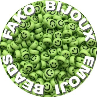 Fako Bijoux® - Emoji / Smiley Kralen - Acryl - 7mm - Sieraden Maken - 250 Stuks - Groen