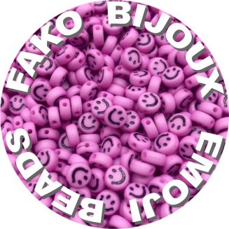 Fako Bijoux® - Emoji / Smiley Kralen - Acryl - 7mm - Sieraden Maken - 250 Stuks - Donkerroze