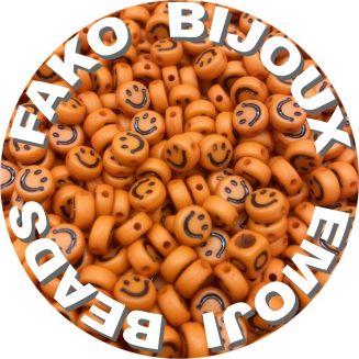 Fako Bijoux® - Emoji / Smiley Kralen - Acryl - 7mm - Sieraden Maken - 250 Stuks - Oranje