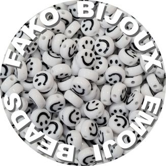 Fako Bijoux® - Emoji / Smiley Kralen - Acryl - 7mm - Sieraden Maken - 250 Stuks - Wit