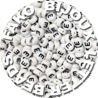 Fako Bijoux® - Letterkralen E - Letter Beads - Alfabet Kralen - Klinkers - Sieraden Maken - 250 Stuks - Wit