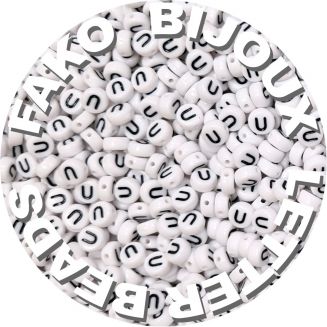 Fako Bijoux® - Letterkralen U - Letter Beads - Alfabet Kralen - Klinkers - Sieraden Maken - 250 Stuks - Wit