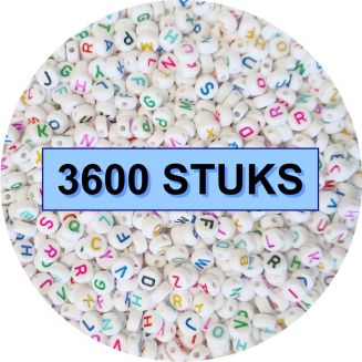 Fako Bijoux® - Letterkralen Rond Bulk - Letter Beads - Alfabet Kralen - Sieraden Maken - 3600 Stuks - Regenboog