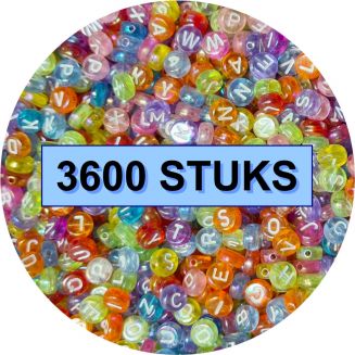 Fako Bijoux® - Letterkralen Rond Bulk - Letter Beads - Alfabet Kralen - Sieraden Maken - 3600 Stuks - Transparant 