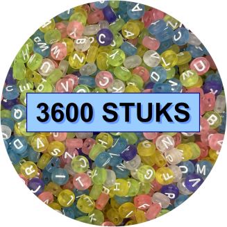 Fako Bijoux® - Letterkralen Rond Bulk - Letter Beads - Alfabet Kralen - Sieraden Maken - 3600 Stuks - Transparant Spring