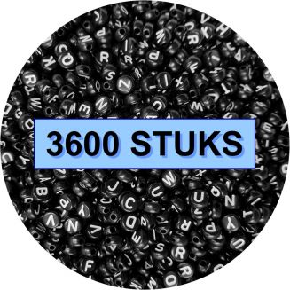 Fako Bijoux® - Letterkralen Rond Bulk - Letter Beads - Alfabet Kralen - Sieraden Maken - 3600 Stuks - Zwart