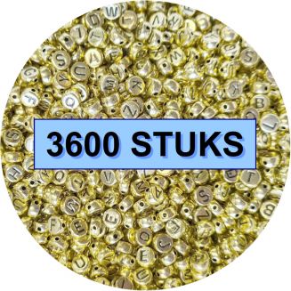 Fako Bijoux® - Letterkralen Rond Bulk - Letter Beads - Alfabet Kralen - Sieraden Maken - 3600 Stuks - Goud
