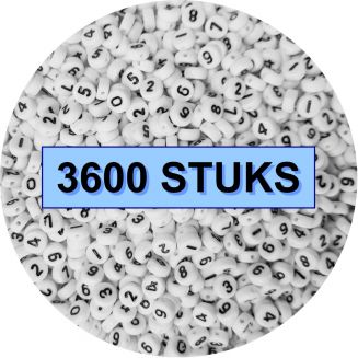 Fako Bijoux® - Cijferkralen Rond Bulk - Number Beads - Acryl Kralen - Sieraden Maken - 3600 Stuks - Wit