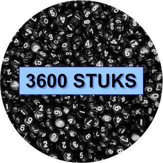 Fako Bijoux® - Cijferkralen Rond Bulk - Number Beads - Acryl Kralen - Sieraden Maken - 3600 Stuks - Zwart