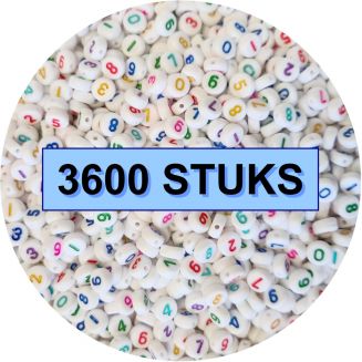 Fako Bijoux® - Cijferkralen Rond Bulk - Number Beads - Acryl Kralen - Sieraden Maken - 3600 Stuks - Regenboog