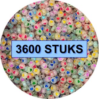 Fako Bijoux® - Hartjes Kralen Bulk - Acryl - 7mm - Sieraden Maken - 3600 Stuks - Glow