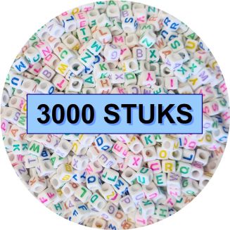 Fako Bijoux® - Letterkralen Vierkant Bulk - Letter Beads - Alfabet Kralen - Sieraden Maken - 3000 Stuks - Regenboog