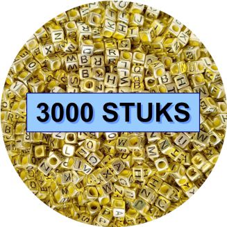 Fako Bijoux® - Letterkralen Vierkant Bulk - Letter Beads - Alfabet Kralen - Sieraden Maken - 3000 Stuks - Goud