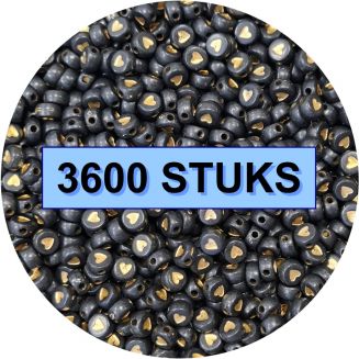 Fako Bijoux® - Hartjes Kralen Bulk - Acryl - 7mm - Sieraden Maken - 3600 Stuks - Zwart/Goud
