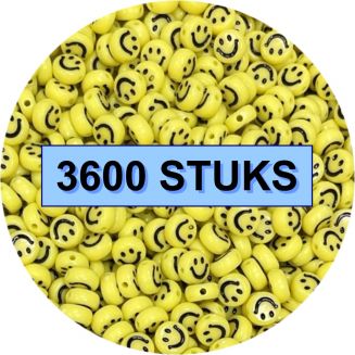 Fako Bijoux® - Emoji / Smiley Kralen Bulk - Acryl - 7mm - Sieraden Maken - 3600 Stuks - Geel