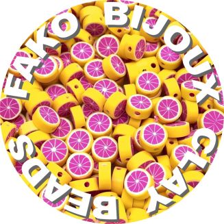 Fako Bijoux® - Klei Kralen Grapefruit - Figuurkralen - Kleikralen - 10mm - 100 Stuks
