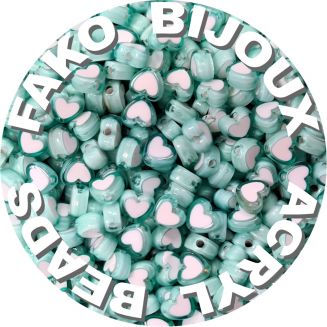 Fako Bijoux® - Acryl Kralen - Hartjes Duo - 8mm - Sieraden Maken - 200 Stuks - Mintgroen