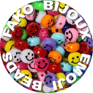 Fako Bijoux® - Emoji / Smiley Kralen XL - Acryl - 10mm - Sieraden Maken - 50 Stuks - Mix