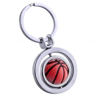 Fako Bijoux® - Sleutelhanger - Draaiende Basketbal - Zilverkleurig