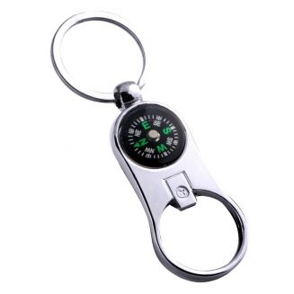 Fako Bijoux® - Sleutelhanger Flesopener - Kompas - Zilverkleurig