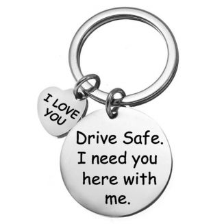 Fako Bijoux® - Sleutelhanger Drive Safe, I Need You Here With Me - I Love You - Cadeau - Geschenk - Zilverkleurig