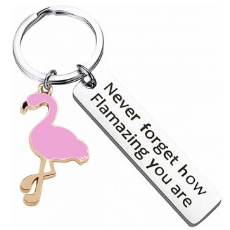 Fako Bijoux® - Sleutelhanger Never Forget How Flamazing You Are - Flamingo - Cadeau - Geschenk - Zilverkleurig