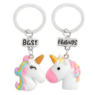 Fako Bijoux® - Sleutelhanger Best Friends - Unicorn - Eenhoorn - 2 Stuks 