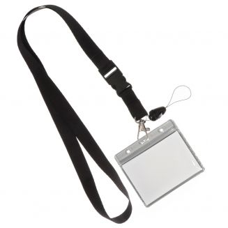 Fako Bijoux® - Keycord + Badgehouder Plastic XL - Sleutelkoord - Badgehouder - 51cm - 20mm - Zwart
