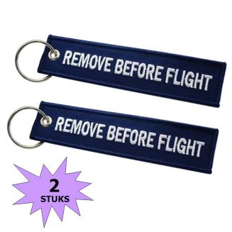 Fako Bijoux® - Sleutelhanger - Remove Before Flight - Donkerblauw - 2 Stuks