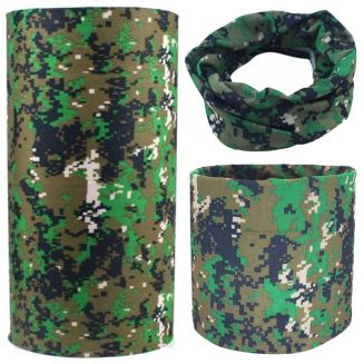 Fako Fashion® - Microfiber Faceshield - Bandana - Nekwarmer - Sjaal - Block Camouflage Groen