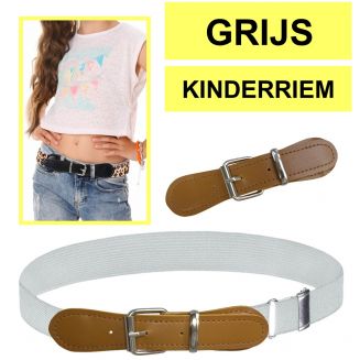 Fako Fashion® - Kinderriem Elastisch Oval - Elastische Riem Voor Kinderen - Rekbare Riem - Broekriem - Stretch Riem - Natural - Lichtgrijs