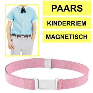 Fako Fashion® - Kinderriem Elastisch Magnetisch - Elastische Riem Voor Kinderen - Rekbare Riem - Broekriem - Stretch Riem - Roze