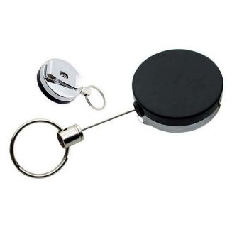 Uittrekbare broekclip sleutel en pasjes hanger | zwart