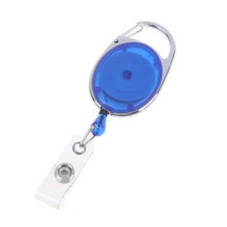 Fako Bijoux® - Uittrekbare Sleutelhanger Met Koord / Rolspeld / Yoyo / Jojo / Skipashouder - Nylon - 36x56mm - Transparant - Blauw