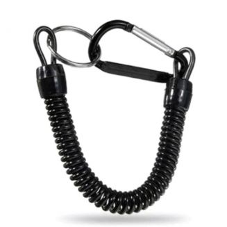 Fako Bijoux® - Uittrekbare Sleutelhanger Spiraal Large - Uittrekbaar - Verend - 24cm - Zwart - VOORRAAD