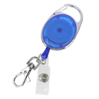 Fako Bijoux® - Uittrekbare Sleutelhanger Met Koord Duo - Uittrekbare Pasjeshouder - Skipashouder - Nylon - 36x56mm - Transparant - Blauw