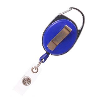 Fako Bijoux® - Uittrekbare Sleutelhanger Met Koord & Clip - Rolspeld - Yoyo - Jojo - Skipashouder - Nylon - 36x56mm - Blauw