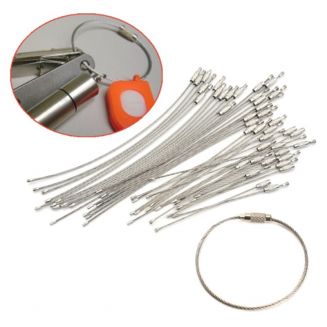 Fako Bijoux® - Staaldraad - Sleutelhanger - Sleutelring - Keychain -  Sleutelringen - Sleutelbos Wire - RVS - 15cm - 10 Stuks