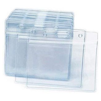 Fako Bijoux® - Badgehouder Plastic - ID Naamkaarthouder - Kaarthouder - 10x8.5cm - Transparant - 50 stuks
