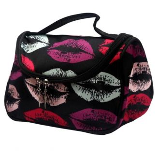 Fako Fashion® - Make Up Tasje Met Spiegel - Cosmetica Organizer - Toilettas - Kiss