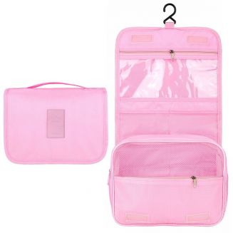 Fako Fashion® - Toilettas Met Haak - Travel Bag - Organizer Voor Toiletartikelen - Reisartikelen - Travel Bag - Ophangbare Toilettas - Roze