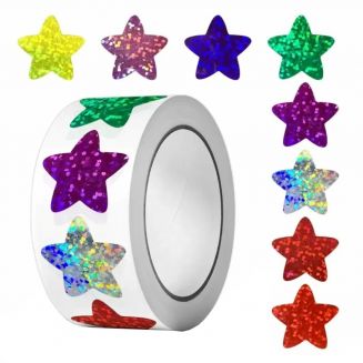 Fako Bijoux® - 500 Stickers Op Rol - 2.5cm - Ster Mix Glitter - Beloningsstickers - Stickers Kinderen - Sluitsticker - Sluitzegel - 25mm