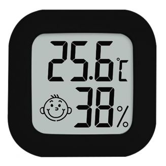 Fako Bijoux® - Hygrometer - Weerstation - Luchtvochtigheidsmeter - Thermometer Voor Binnen - Incl. Batterij & Plakstrip - Zwart