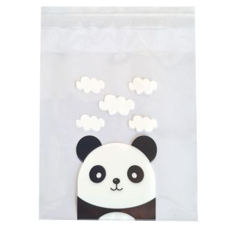 Fako Bijoux® - 100x Uitdeelzakjes - Cellofaan Plastic Traktatie Kado Zakjes - Snoepzakjes - Panda - 10x10cm - VOORRAAD