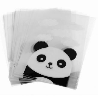 Fako Bijoux® - 100x Transparante Uitdeelzakjes XL - Cellofaan Plastic Traktatie Kado Zakjes - Snoepzakjes - Panda - 14x14cm